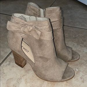 Suede Open toe booties